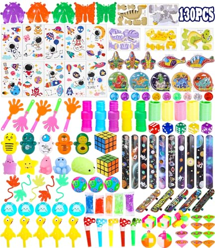 TIDEVAN 130 Stück Kindergeburtstag Mitgebsel Set Give Aways Kindergeburtstag Gastgeschenke Party Kindergeburtstag Gastgeschenke Mitgebsel Set mit Mehreren Elementen Pinata Füllung für Mädchen Jung