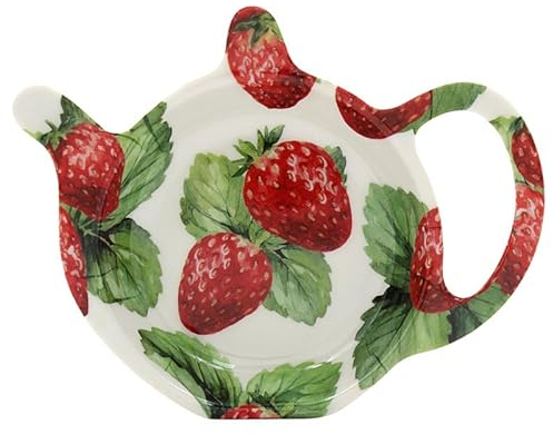 Porte-Sachet de thé en mélamine Motif Champs de Fraises, Rouge, Blanc