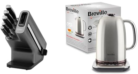 Ninja Foodi StaySharp Knife Block with Integrated Sharpener, 5-Piece Knife Set Includes Chef Knife & Breville Temperature Select Electric Kettle | 1.7 L | 3kW Fast Boil