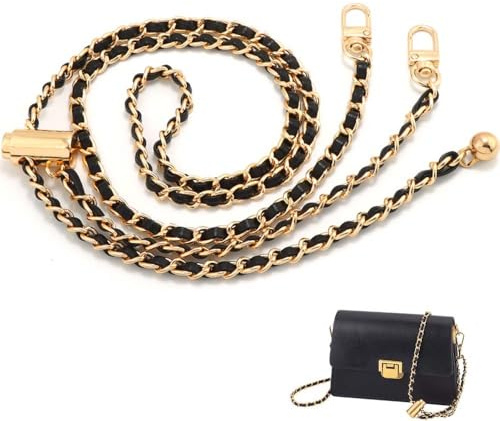 SSyang Metall Kette Trageriemen, 120cm Handtasche Kettenriemen Damen Taschenkette Metall Verstellbar Kette Trageriemen Trageriemen Umhängetasche Ersatz Handtasche Ketten (Silber+Schwarz)