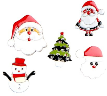 WRITWAA 5stücke Teiliges Weihnachtsbroschen Verschiedenen Weihnachtlichen Motiven Bunte Weihnachtsaccessoires Für Kleidung Und Dekoration Für Feiern Und Festlichkeiten