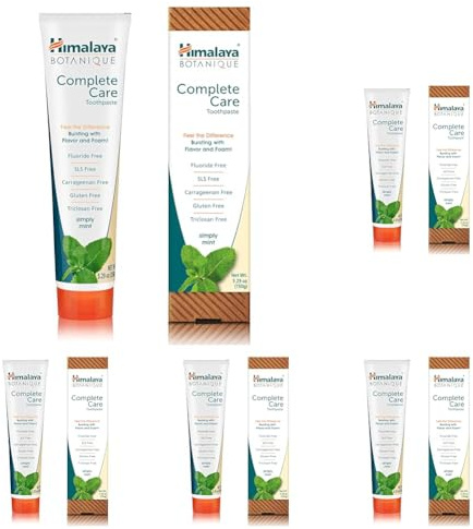 Himalaya Botanique Simply Mint Complete Care Toothpaste Refreshing Mint Flavour | Strong Teeth | Healthy Gums | Fresh Breath - 150g (Packung mit 5)