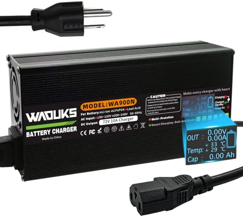 WAOUKS 72V 10A Lead Acid AGM Gel VRLA OPZV Battery Charger Used for 72V Lead Acid Battery with C13 N+L- Output Connector