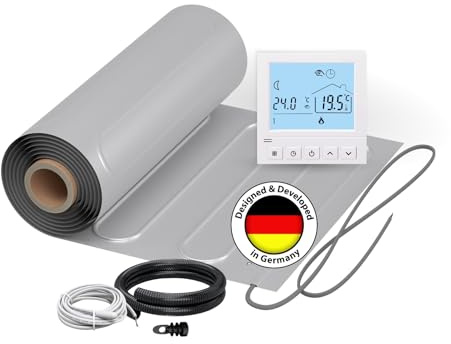 Elektrische Fußbodenheizung für Laminat: Heizmatte WARMON ALU 150 W/m² inkl. TS 50 Thermostat digital, Mattengröße:2 m²