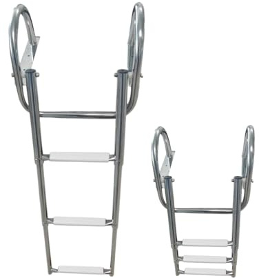 Sawesto Échelle de bain extensible à 3 ou 4 échelons - Plateau blanc pour bateau, piscine, etc. (4 marches)