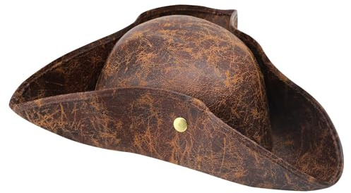 VOSSOT Pirathatt pirathatt för vuxna läder trespetsig hatt kolonialstil medeltida hatt för pirattemafest, cosplay, kostymfester, karneval brun, halloween en storlek