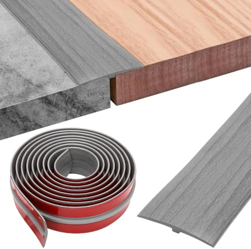 RANJIMA Perfil en T de transición autoadhesivo, para umbrales de puertas y suelos de conexión de baldosas laminadas, 5 x 300 cm (gris)