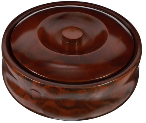 DECOMELODY Cuenco de Madera para Snacks con Tapa Ligero y Fácil de Limpiar Recipiente Retro para Frutas y Aperitivos Diseño Simple para Hogar y Tienda