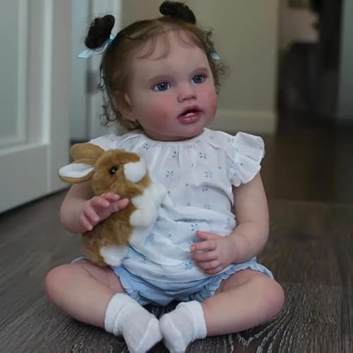 Zero pam Reborn Puppe-60CM Große Babypuppen Wie Echt, Lebensechte Babypuppen mit Zubehör, Körper aus Weichem Stoff Echte Baby Puppe, Puppe mit Haaren, silikonpuppe für Mädchen