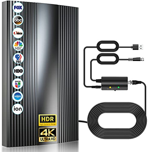 2026 Upgraded TV Antenna Indoor Up to 3600+ Miles Range, Digital Antenna for Smart Tv Indoor/Outdoor Local Channels, Strongest Hdtv Antenna for 8K 4k 1080p - Amplifier Signal Booster & 38ft Coax Cable