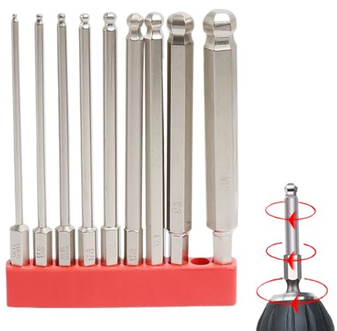 Set di Chiavi Allen – stylish lightweight Sfera 9 Pezzi Cacciavite, durable, Bolla Magnetica Kit Teste, Metriche per Legno Piastrelle Porcellana | Multipurpose Outdoor Indoor Utility