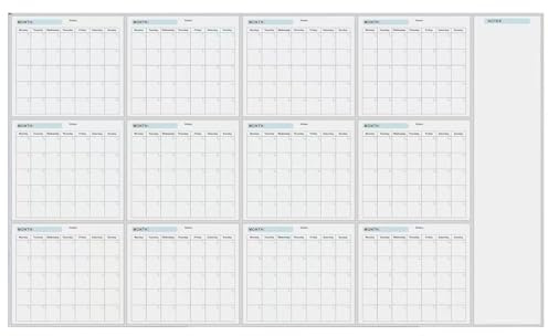 Planificador Anual Pared Borrable En Secos Grande, Calendario De Pizarra Blanca - Planificador De Mensual, Calendario De Pared Sin Fecha Anual Reutilizable Para Hogars, Oficinas, Aulas