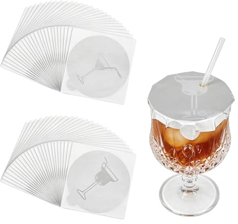 50pcs Drink Protective Covers, 3.94in Drink Cap for Alcohol Protection Self-Adhesive Drinking Glasses Lids Anti Spike Prevention Unwanted Items Stop Files Get in Cups Universal Fit