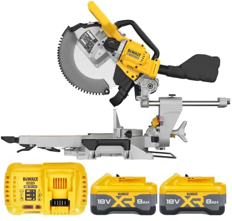 DEWALT DCS782N 18V XR Brushless 305mm Slide Mitre Saw with 2 x 8Ah Batteries & Charger