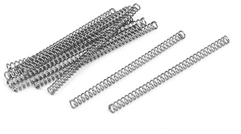 sourcing map 10Stk 304 Edelstahl Druckfedern Druckfeder Spiralfeder Stahlfeder 0,3mmx2mmx35mm Silberton