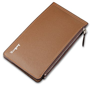 FANDARE Groß Brieftasche Herren Geldklammer Kreditkartenetui Kartenhalter Portmonee Zip Geldbörse mit Geldspange Geldbörsen PU Braun