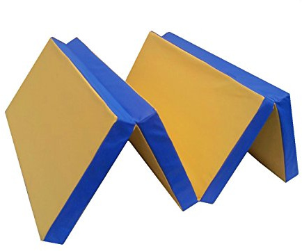 NiroSport gymnastik matta 200 x 100 x 8 cm gul/blå vikbar mjuk golvmatta fitnessmatta sportmatta golvmatta skyddsmatta träningsmatta vattentät hopfällbar gästsäng