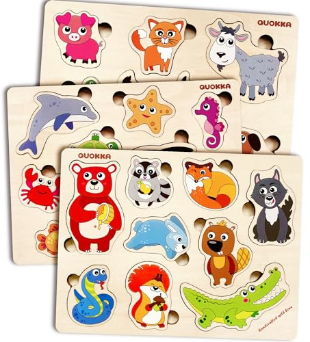 QUOKKA Spielzeug Puzzle ab 1 2 3 Jahre - Montessori Holz Kinderspielzeug für Lernspiele ab 4 - Geschenk für Mädchen and Junge