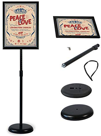 Newzealkids plakatständer Infoständer posterständer schild ständer, Winkel und Höhe einstellbar, Alu-Schildhalter für Geschäftsereignisanzeige (A3-Schwarz)