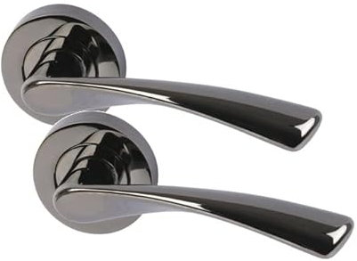 Golden Grace Astrid Style Modern Door Handles On Round Rose in Black Nickel Finish