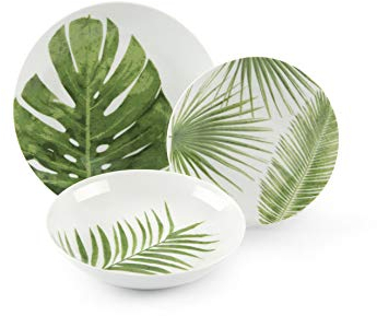 Excelsa Foliage Service d'assiettes de 18 pièces, porcelaine Multicolore