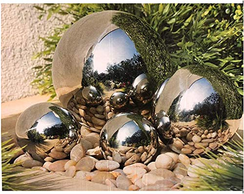 4 Pack Stainless Steel Gazing Balls – Silver Mirror Garden Lawn Ornaments, Outdoor Decorative Spheres, Weather-Resistant, Polished Finish, 10cm to 20cm Diameter – Patio & Yard Decoration
