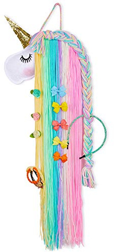 Basumee Haarspangen Aufbewahrung fur Mädchen Einhorn Wanddekoration Handgemacht Einhornform Haarklammern Halter aus Filz Und Garn,1Pcs