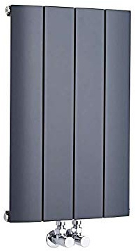 MILANO Anthracite Horizontal Single Flat Panel Aluminium Radiator 600x375mm