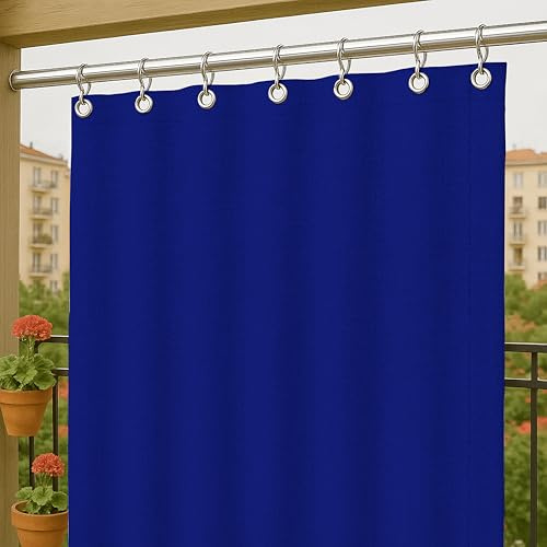 Byour3®️ Rideau Extérieur Imperméable avec Oeillets Rideaux de Soleil pour Balcon Pergola Patio Tissu Coton Doux résistant aux Taches pour Ombrage Anti-moisissure (Bleu, L 290cm x H 285cm)