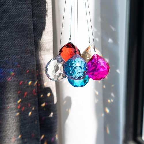 HDCRYSTALGIFTS 10 Pack 30mm Crystal Ball Prism Suncatchers for Window, Rainbow Maker Hanging Crystals Sun Catchers Indoor Window Home Garden Christmas Ornaments Decor