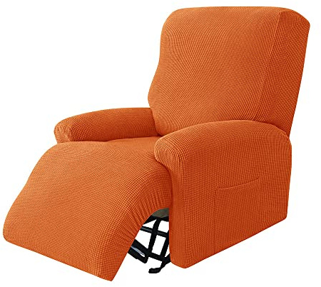 Highdi Stretchhusse für Relaxsessel Komplett Sesselschoner, Stretch Relaxsessel Bezüge 1 Stück - Einfarbig Maisvlies Elastisch Sesselbezug für Fernsehsessel Liege Sessel (Orange)