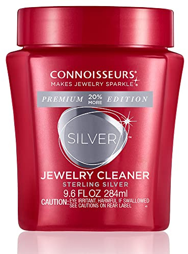 CONNOISSEURS Premium Edition Silver Jewelry Cleaner Solution for Sterling Silver - 9.6 fl oz - Cleans and Removes Tarnish in Seconds