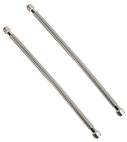 Solimeta Paquete de 2 conectores de calentador de agua corrugado de acero inoxidable resistente y duradero para calentador de agua, ablandador de agua, 24 pulgadas de longitud
