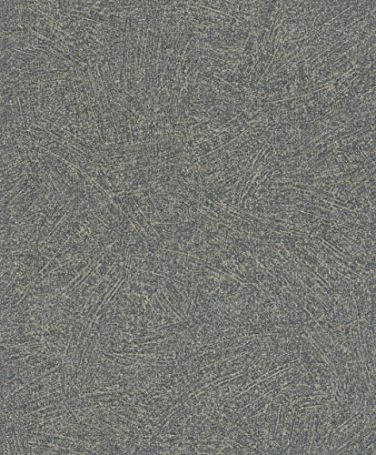 Rasch Tapeten 520262 - Vliestapete in Blau und Gold mit 3D Struktur und Used-Look aus der Kollektion Concrete - 10,05m x 0,53m (LxB)