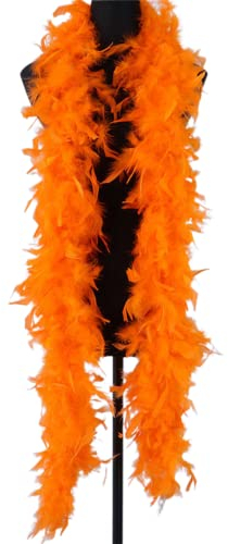 BKPAPTXY Federboa 80g/2m lang Erwachsene Unisex Farbe Federboa Kostüm Zubehör Superweich Flauschig Hochzeit Karneval Dekorationen 1920er Burlesque-Federn (Orange)