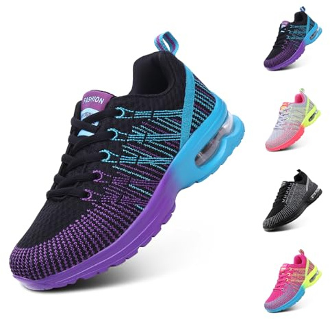 Hitmars Laufschuhe Damen Sportschuhe Luftpolster Atmungsaktiv Turnschuhe rutschfeste Leichtgewichts Straßenlaufschuhe Sneaker Joggingschuhe Walkingschuhe Fitness Schuhe Schwarz EU 39