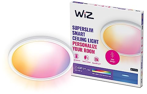 WiZ Superslim Taklampa (WiZ Color), Vit - Smart LED belysning (WiFi och Bluetooth), 22W, 2700-6500 Kelvin, Dimbar i kallvitt till varmvitt, IP20