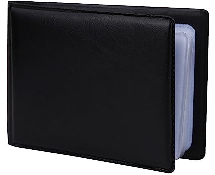 FSSTUD Visitenkartenhalter aus PU-Leder, für Visitenkarten, Visitenkarten, Ordner, Grußkarten, Organizer, Datei für Männer und Frauen, 2 Stück, Schwarz , 106 x 74 mm