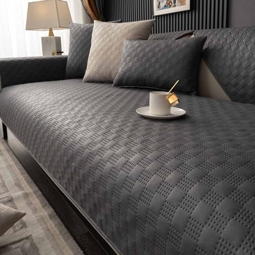 HLTQL Sofabezug Ecksofa L Form Wasserdicht，Sofaschoner rutschfest FüR Leder 3 4 2 1 Sitzer，Sofaschoner SitzfläChe/Hund/Katze，Couchpolster üBerzug(vgrey,70x150cm)