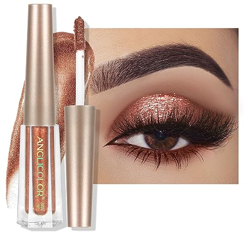 Anglicolor Fards à paupières liquide brillant, longue durée, fard à paupières pailleté, professionnel Makeup fard à paupières liquide, coloration facile (10)