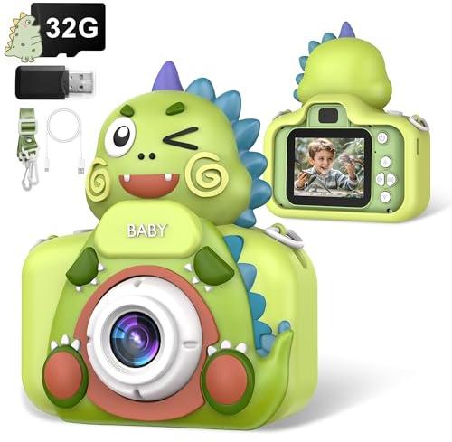 Bistfy Appareil Photo Enfant 48MP 2.4” IPS Mini Appareil Photo Numérique DIY Photos Vidéo 1080P HD avec 32G TF Carte Longe, Cadeau Jouet Filles Garçons 3-12 Ans Vert