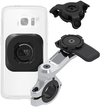Quad Lock Motorcycle Handlebar Phone Mount PRO Chrome Kit with Vibration Dampener and MAG Universal Adaptor