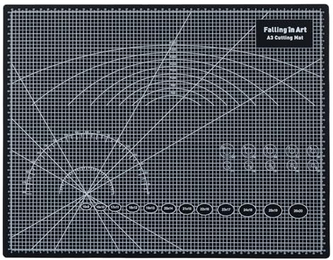 COOZEE Schneidematte A3, 33x43 cm 5-lagige Selbstheilend Schneidematte, Bastelunterlage Schnittfest, Bastelmatte, Schreibtischunterlage und Schneidematte zum Nähen, Schwarz