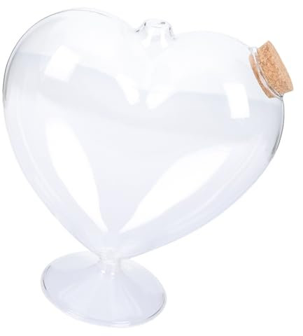 ORFOFE Heart Shaped Candy Storage Jar Glass Material for Household Snack Holder and Jewelry Box for Kitchen Living