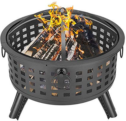 Braciere a Legna per Esterni, con parascintille, bracieri da Poker, braciere per Barbecue da 26 Pollici, per Picnic in Giardino