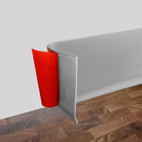 Weichsockelleiste Selbstklebend - Sockelleisten aus PVC, 3.5/6/10 Meter Fussleisten, Übergangsschiene Bodenleisten für Küche, Bad, Schlafzimmern und Wohnzimmern (grau, 8cm x 10Meter)
