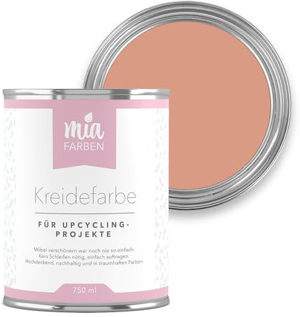 miafarben Kreidefarbe für Möbel 750ml, Möbellack, Möbelfarbe ohne schleifen, Kreidefarbe für Holz (Lebhaftes Terrakotta)