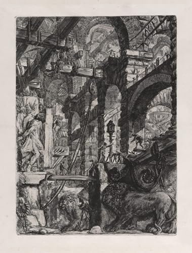 HRJUBWREE Riproduzione Dipinto Stampa Immagine Pittura su Tela Vintage il Piatto Bassorilievi Da Carceri di Battista Piranesi Per la Decorazione Murale 60x90cm