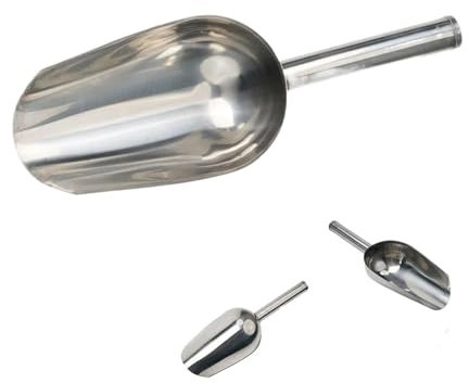 DUANGYMM Cuchara de Metal,cucharas para Comida, 1 Pala de Acero Inoxidable for Hielo, for Fiestas, Bares, bufés, cocinas, azúcar, harina, Productos Secos, Cuchara medidora de Alimentos.(8 Inch)