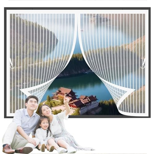 Mosquitera Ventana Magnetica 86x70cm(W x H) Cierre Automático, Fácil de Instalar, Protección Contra Insectos Mosquitera Ventana Abatible para Múltiples Tipos de, Blanco
